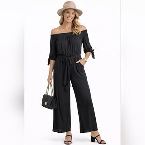 533-Ralph Lauren Off-Shoulder Black Jumpsuit
